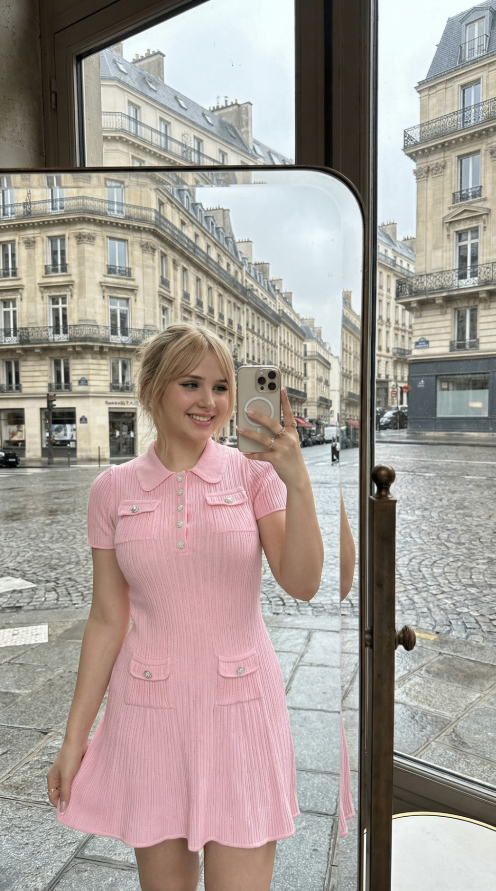 Chloé wearing the Pink Garden Dress