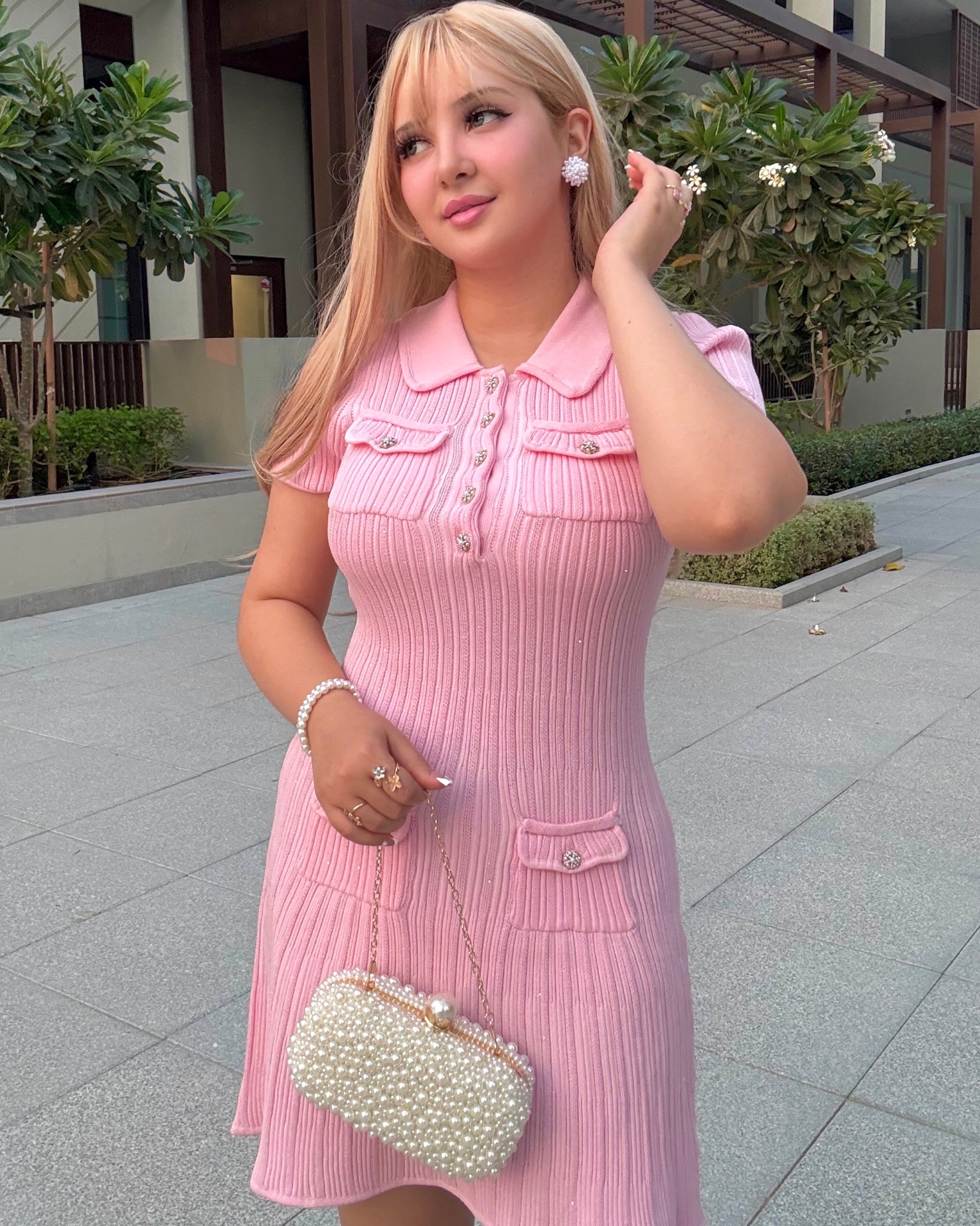 Romaisa wearing the Pink Garden Dress